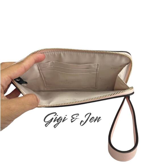 Kare spade Lucy Medium L Zip Wristlet Saffiano leather Conch Pink - Picture 2 of 5